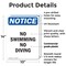 Signmission No Swimming No Diving, 10 in W x Rectangle, Plastic OS-2PACK-NS-P-1014-V-14878 - alternate 3